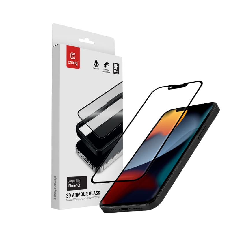 Crong 3D Armor Glass - Tempered Glass iPhone 17e / 16e / 14 / 13 / 13 Pro + Installation Frame 1