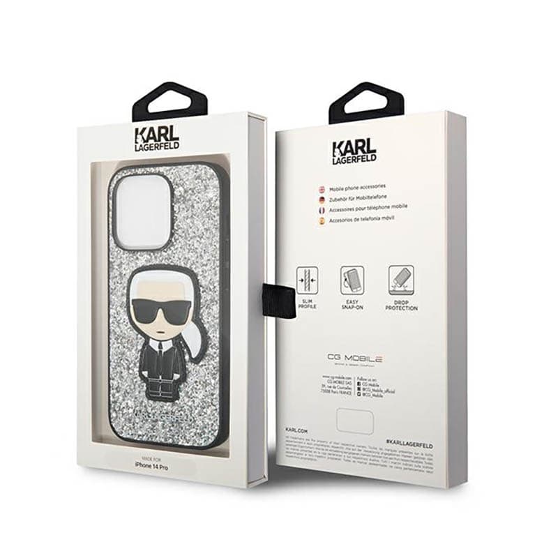 Karl Lagerfeld Glitter Flakes Ikonik - Case for iPhone 14 Pro Max (Silver) 8