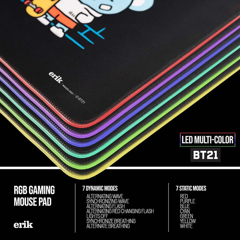 BT21 - Gaming/desk mat XXL with LED illumination (90 x 40 cm) 3