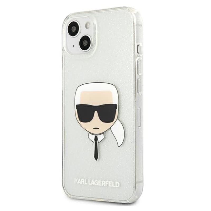 Karl Lagerfeld Karl's Head Glitter - Case for iPhone 13 mini (Silver) 2