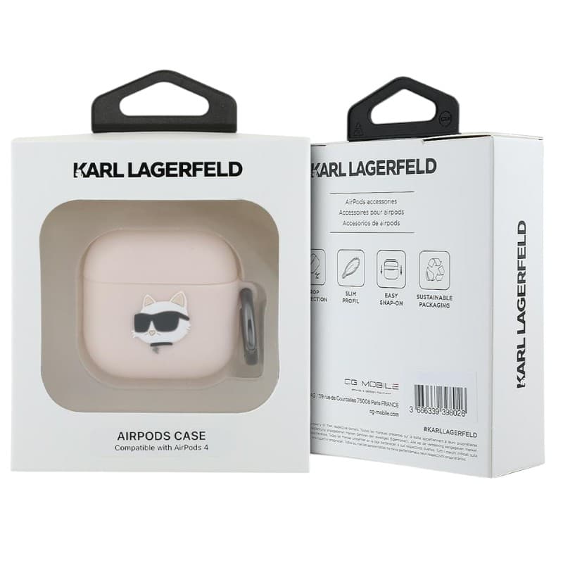 Karl Lagerfeld Silicone Choupette Head 3D - AirPods 4 Case (pink) 3