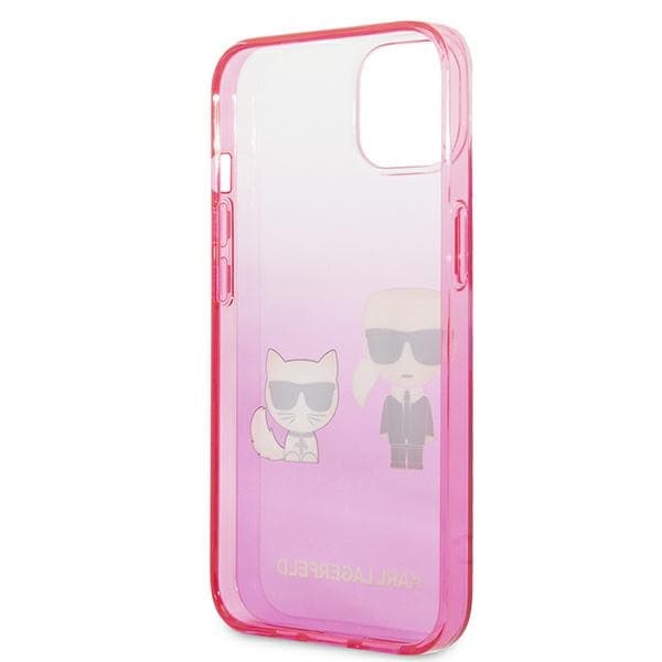 Karl Lagerfeld Gradient Ikonik Karl & Choupette - Case for iPhone 13 mini (Pink) 7