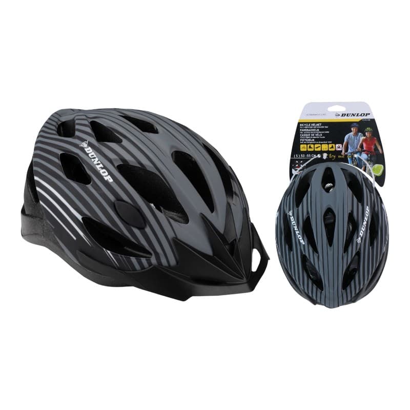 Dunlop - Adjustable MTB Bike Helmet Size M 55-58 cm (Gray-Black)