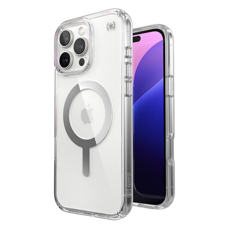 Speck Presidio Perfect-Clear MagSafe - iPhone 16 Pro Max Case (Clear / Chrome Finish / Serene Silver) 1
