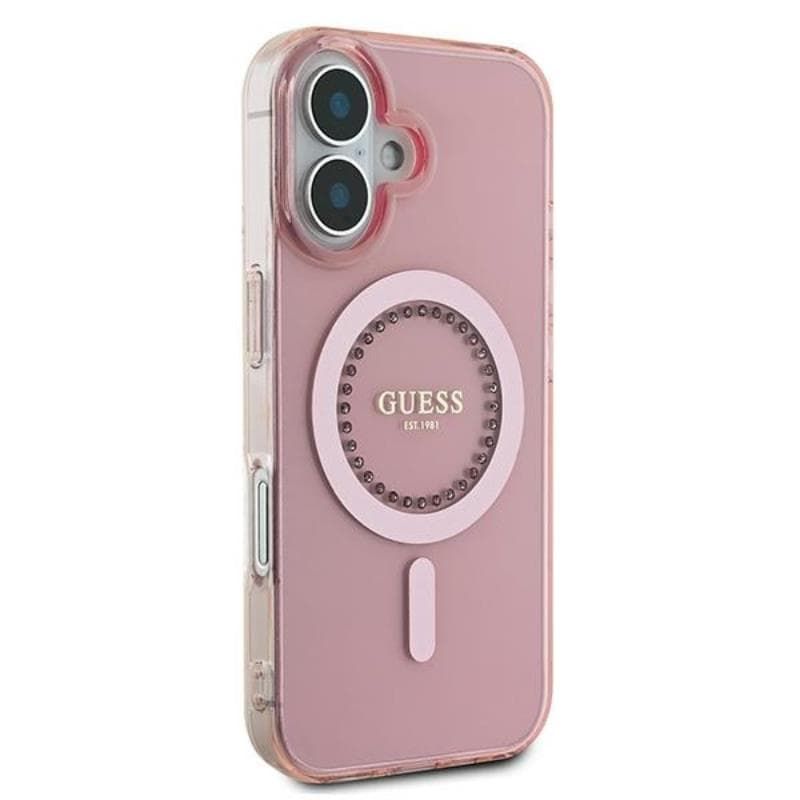 Guess IML Rhinestones MagSafe - Case for iPhone 16 Plus (Pink) 4