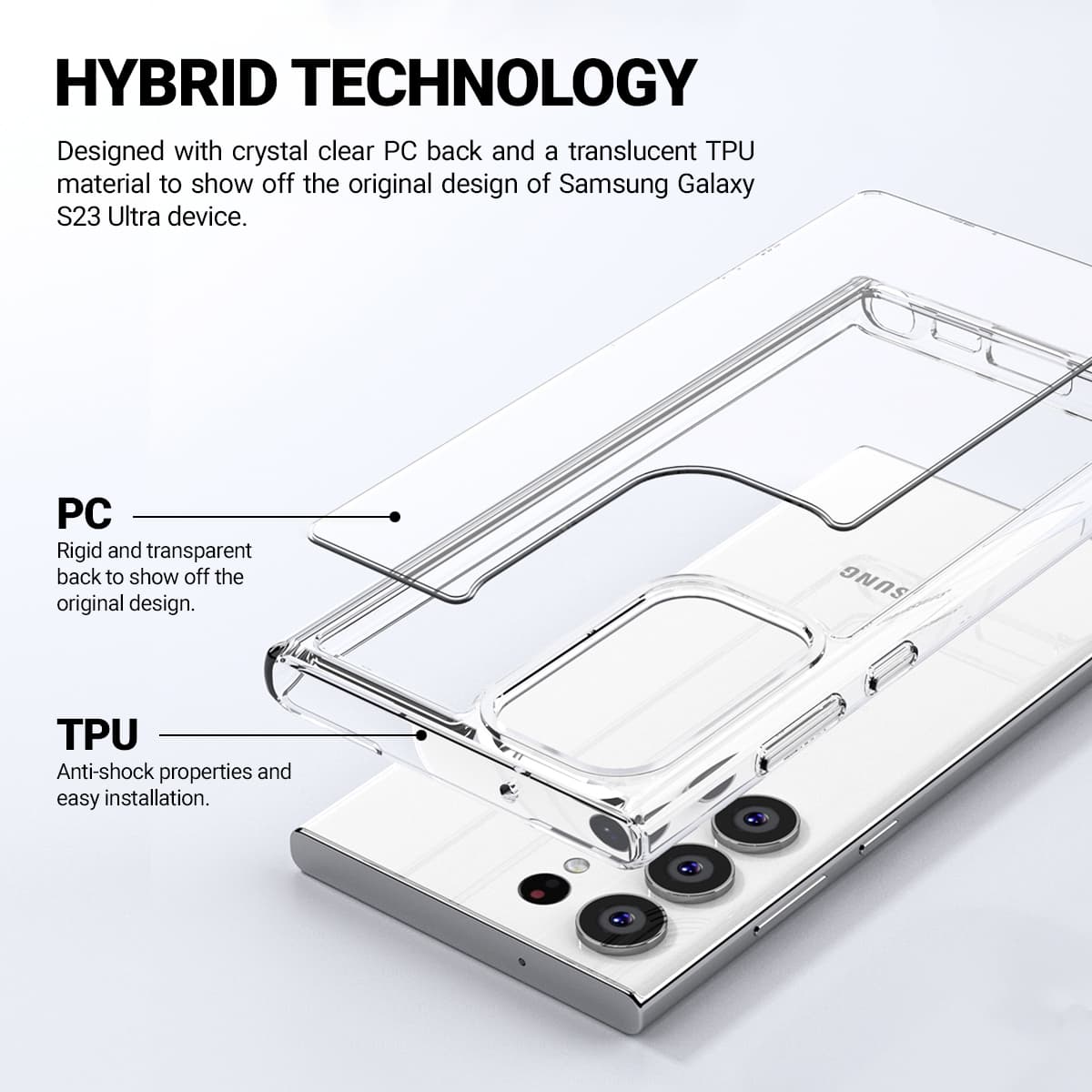 Crong Crystal Shield Cover - Samsung Galaxy S23 Ultra Case (Transparent) 7