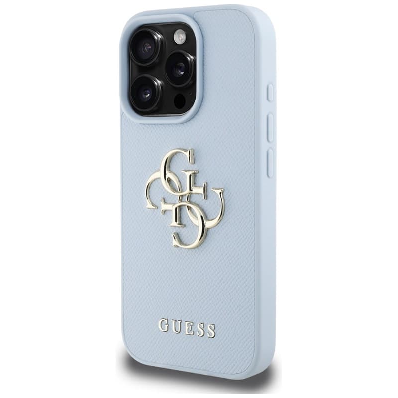 Guess Grained Big 4G Logo Small Classic Logo - Case for iPhone 16 Pro (blue) 2