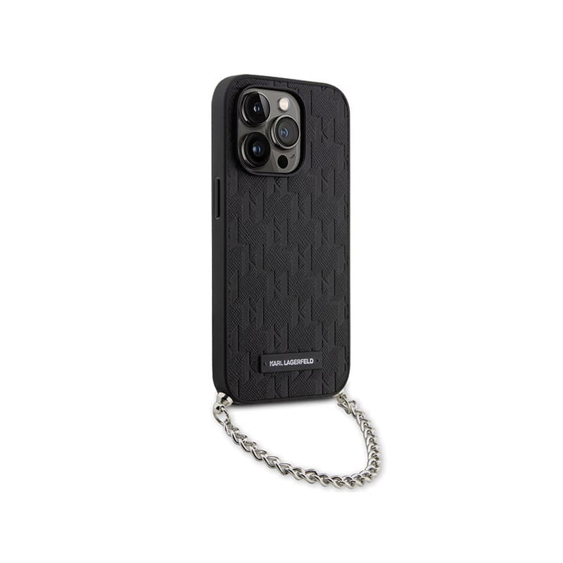 Karl Lagerfeld Saffiano Monogram Chain - Case for iPhone 14 Pro (Black) 3