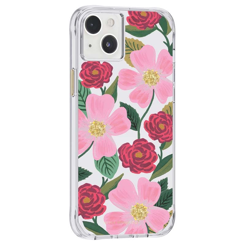 Rifle Paper Clear - Case decorated in gold for iPhone 14 Plus (Rose Garden) 2