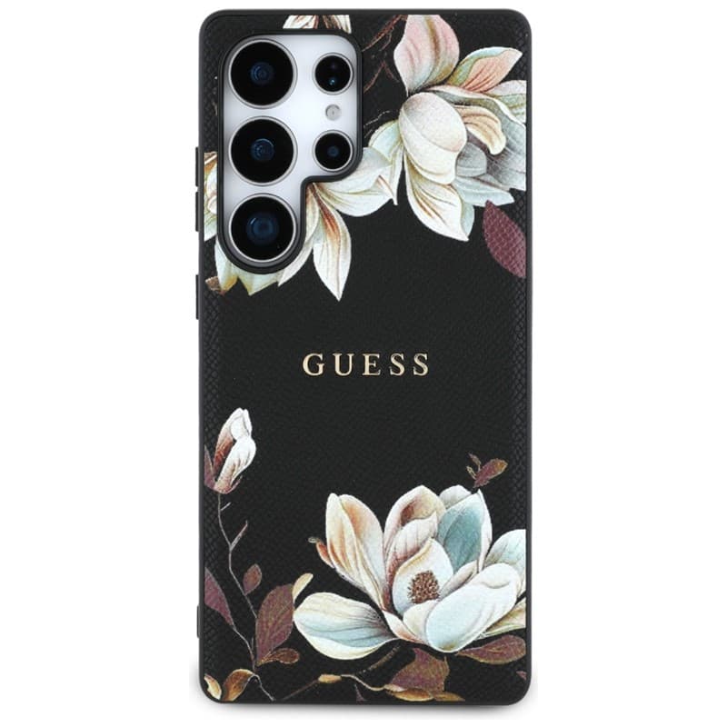 Guess Grained Printed Flower Pattern MagSafe - Case for Samsung Galaxy S25 Ultra (black) 3