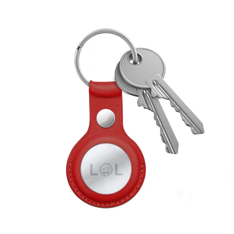 Crong Leather Case with Key Ring – Protective leather case with key ring for Apple AirTag 1/2 (red) 3