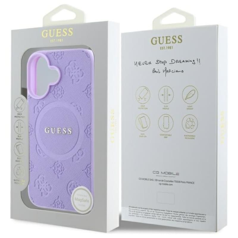 Guess Saffiano Peony Classic Logo MagSafe - Case for iPhone 16 (purple) 8