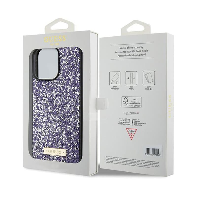 Guess Rhinestone Metal Logo - Case for iPhone 15 Pro (Pink) 8