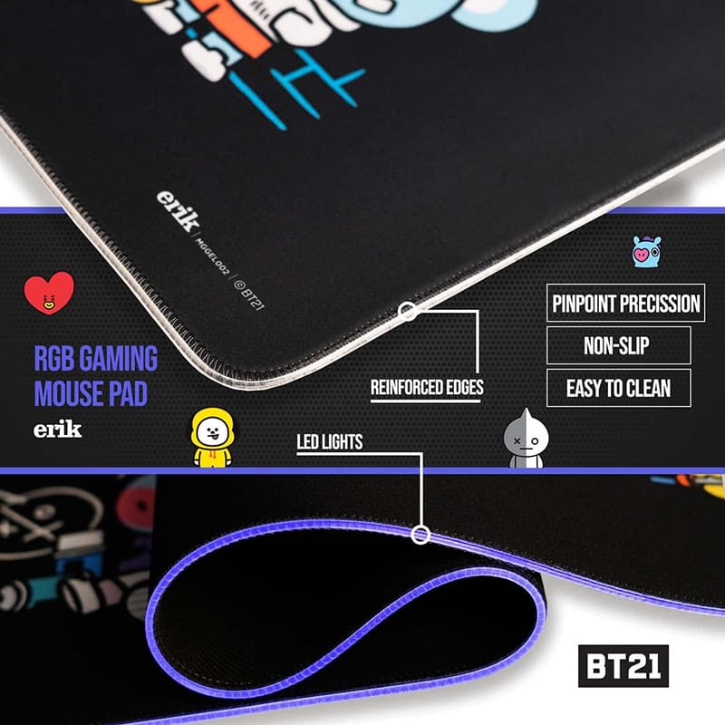 BT21 - Gaming/desk mat XXL with LED illumination (90 x 40 cm) 5