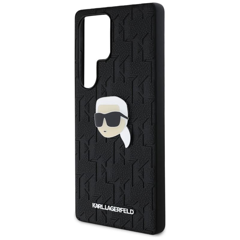 Karl Lagerfeld Leather Monogram Pin Logo Karl Head - Case for Samsung Galaxy S25 Ultra (Black) 6