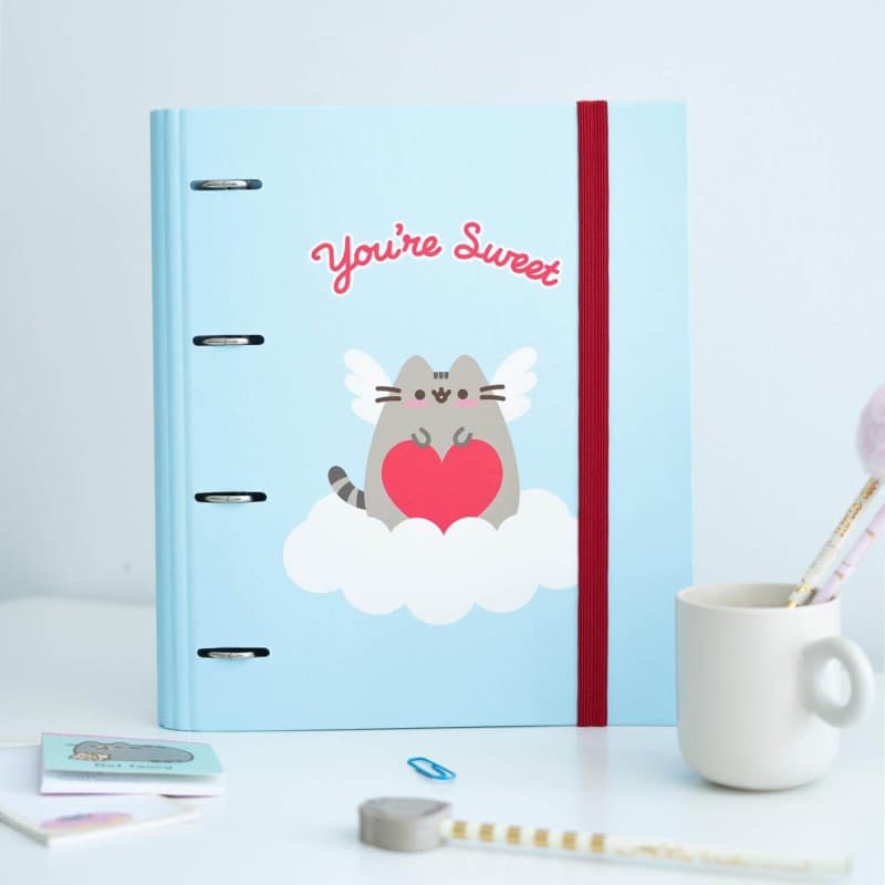 Pusheen - A4 binder from the Purrfect Love collection with sheets (4 rings, elastic band) 4