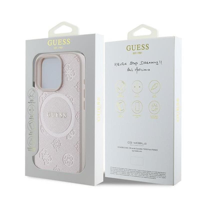 Guess Saffiano Peony Classic Logo MagSafe - Case iPhone 16 Pro (pink) 8