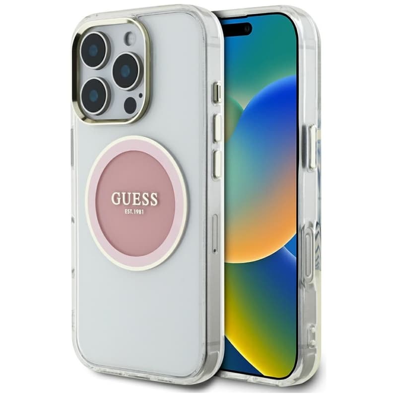 Guess IML Metal Colored Circle Classic Logo MagSafe - Case for iPhone 16 Pro (pink) 1