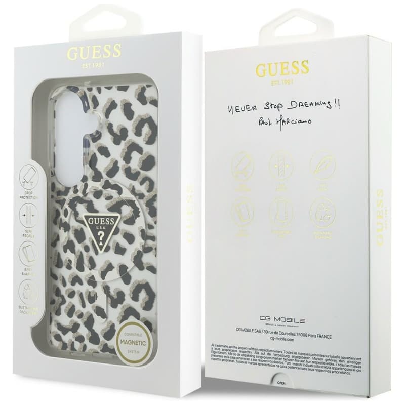 Guess IML Leopard Print Triangle MagSafe - Samsung Galaxy S26 Case (Black) 8