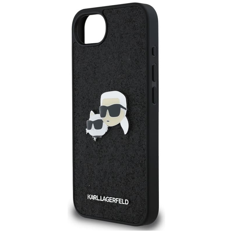 Karl Lagerfeld Fixed Glitter Karl & Choupette Heads Metal Pin - Case for iPhone 16e (black) 6