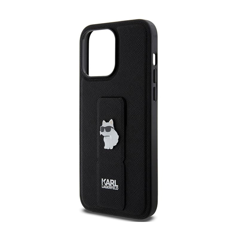 Karl Lagerfeld Gripstand Saffiano Choupette Pins - iPhone 13 Pro Max Case (black) 6
