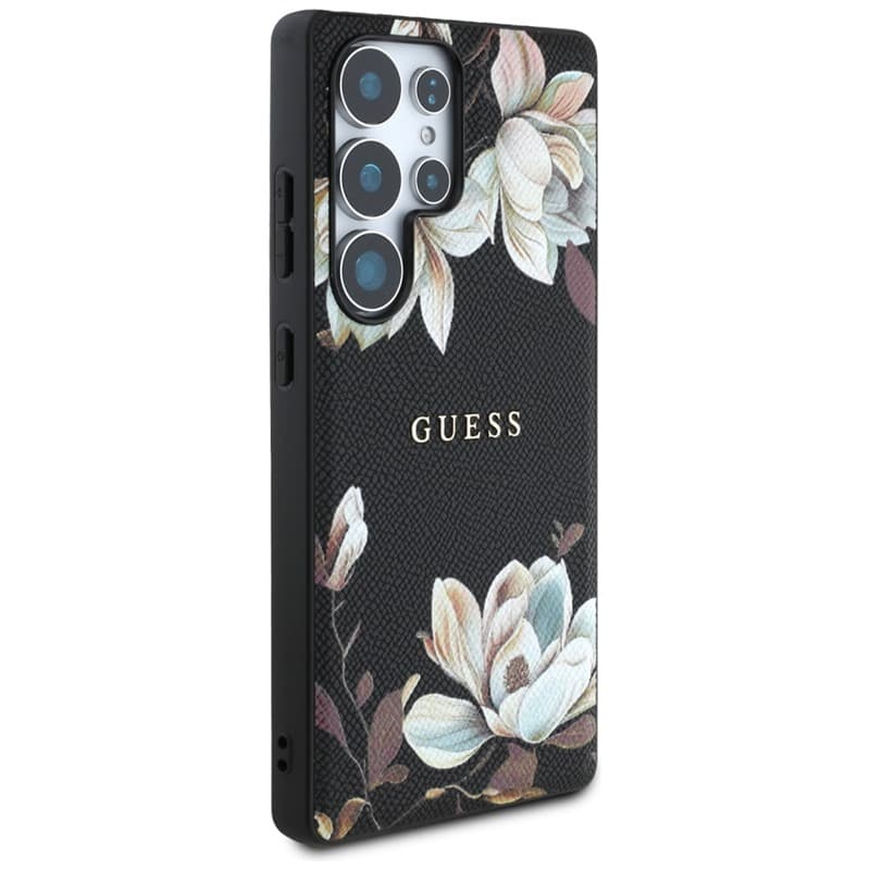 Guess Grained Printed Flower Pattern MagSafe - Case for Samsung Galaxy S25 Ultra (black) 4