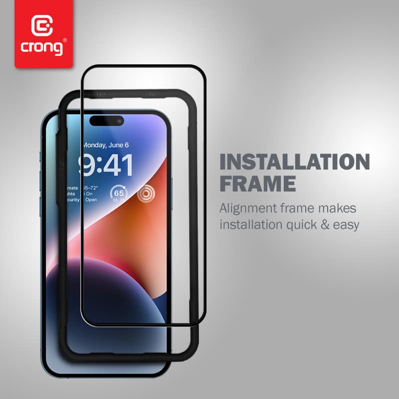 Crong Anti-Bacterial 3D Armor Glass - 9H Tempered Glass for the Full Screen iPhone 14 Pro + Installation Frame 6