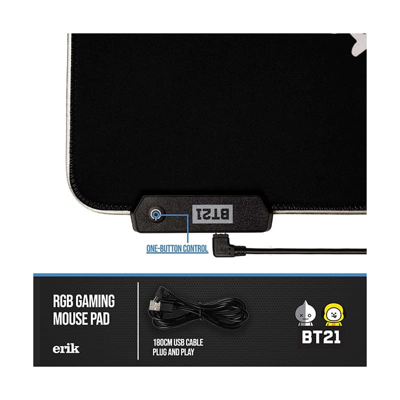 BT21 - Gaming/desk mat XXL with LED illumination (90 x 40 cm) 6
