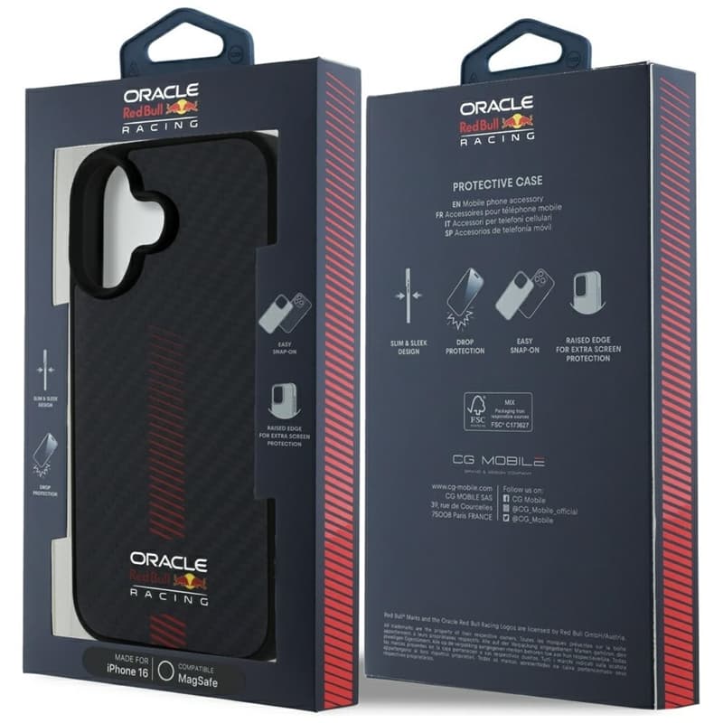 Red Bull Carbon Fiber Power Bar MagSafe - iPhone 16 Case (Black) 8
