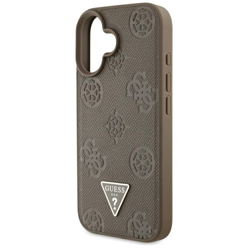 Guess Grained Hot Stamp Peony Triangle Logo MagSafe - Case for iPhone 16 (brown) 6