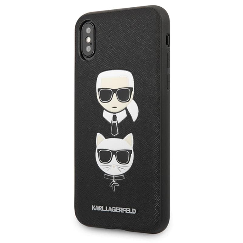 Karl Lagerfeld Saffiano Karl & Choupette Heads - Case for iPhone Xs / X (Black) 2