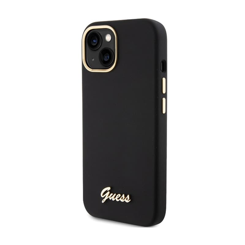 Guess Silicone Script Metal Logo & Frame - iPhone 15 Case (black) 2