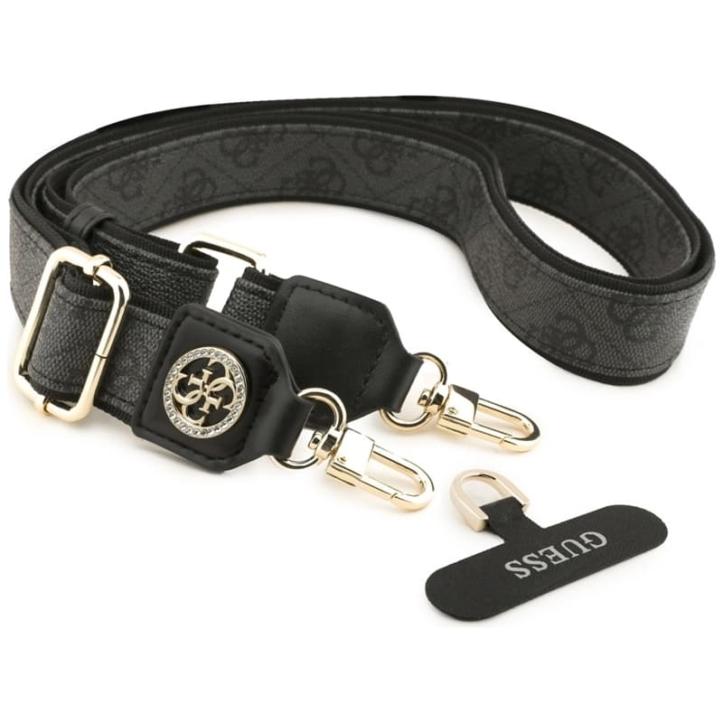 Guess Universal Crossbody Strap 4G Tether Patch Strass Metal Logo - Universal Phone Strap / Lanyard (Black) 2