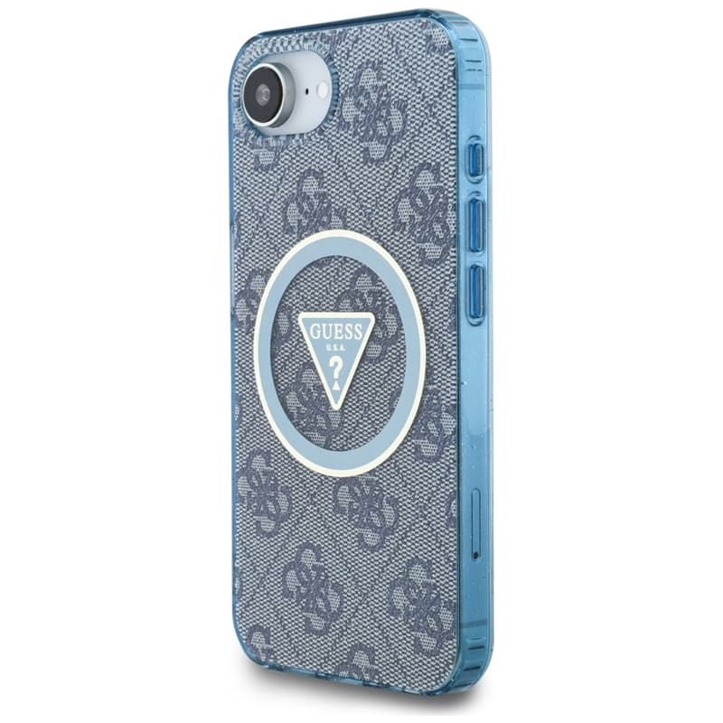 Guess IML Metal Glitter 4G Circle Triangle MagSafe - Case for iPhone 16e (blue) 2