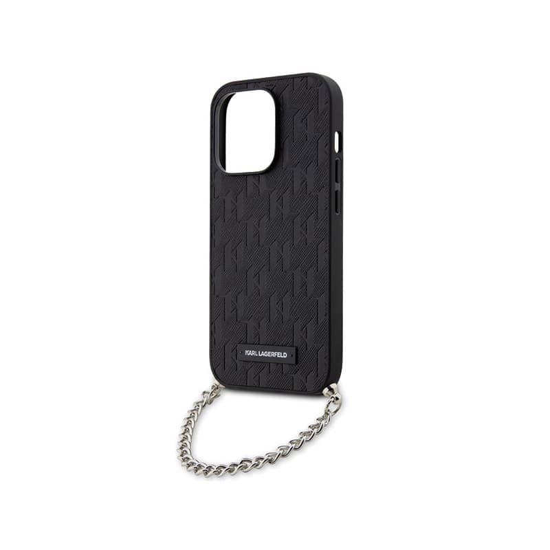 Karl Lagerfeld Saffiano Monogram Chain - Case for iPhone 14 Pro (Black) 5