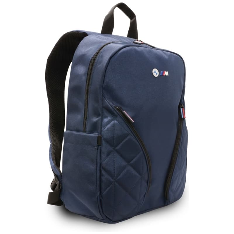 BMW Nylon Pockets & Metal Logo - 16" Notebook Backpack (Navy Blue) 3