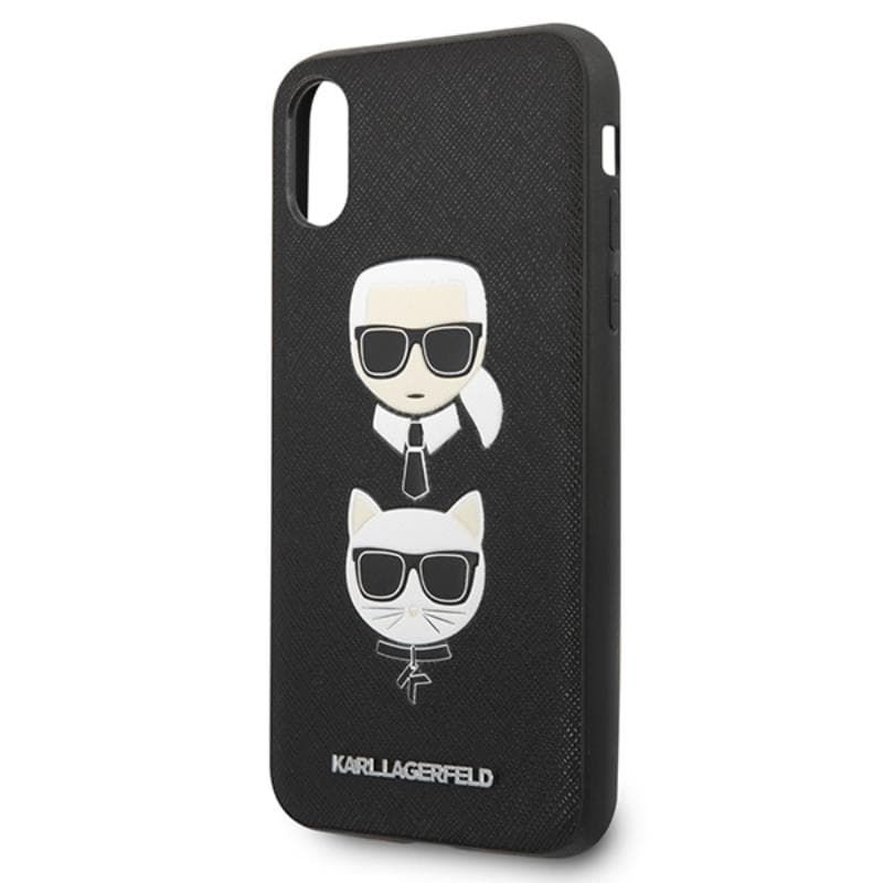 Karl Lagerfeld Saffiano Karl & Choupette Heads - Case for iPhone Xs / X (Black) 3