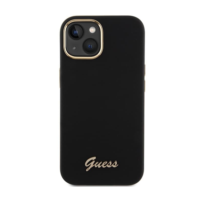 Guess Silicone Script Metal Logo & Frame - iPhone 15 Case (black) 3
