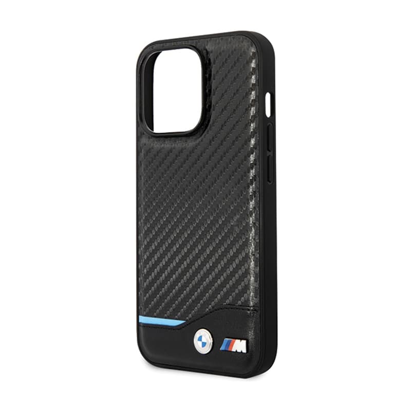 BMW Leather Carbon Blue Line - Case for iPhone 13 Pro Max (Black) 6
