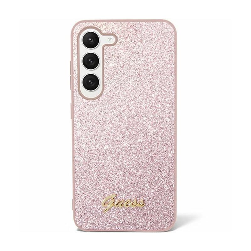 Guess Glitter Flakes Metal Logo Case - Case for Samsung Galaxy S24+ (pink) 2
