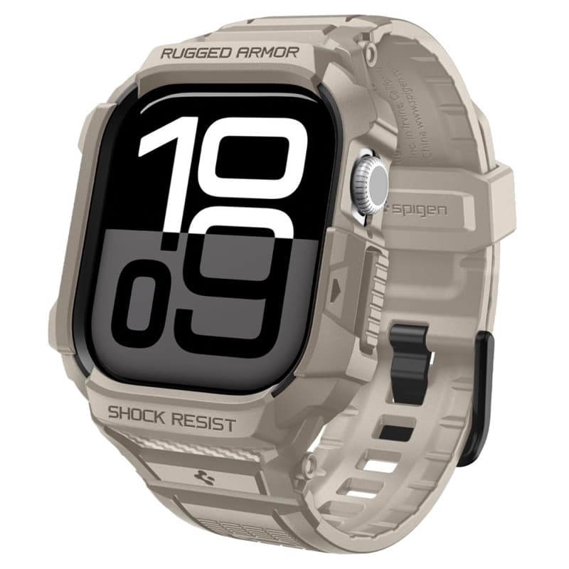 Spigen Rugged Armor Pro V2 – Strap with Case for Apple Watch 10/11 46mm (Dune Beige) 1