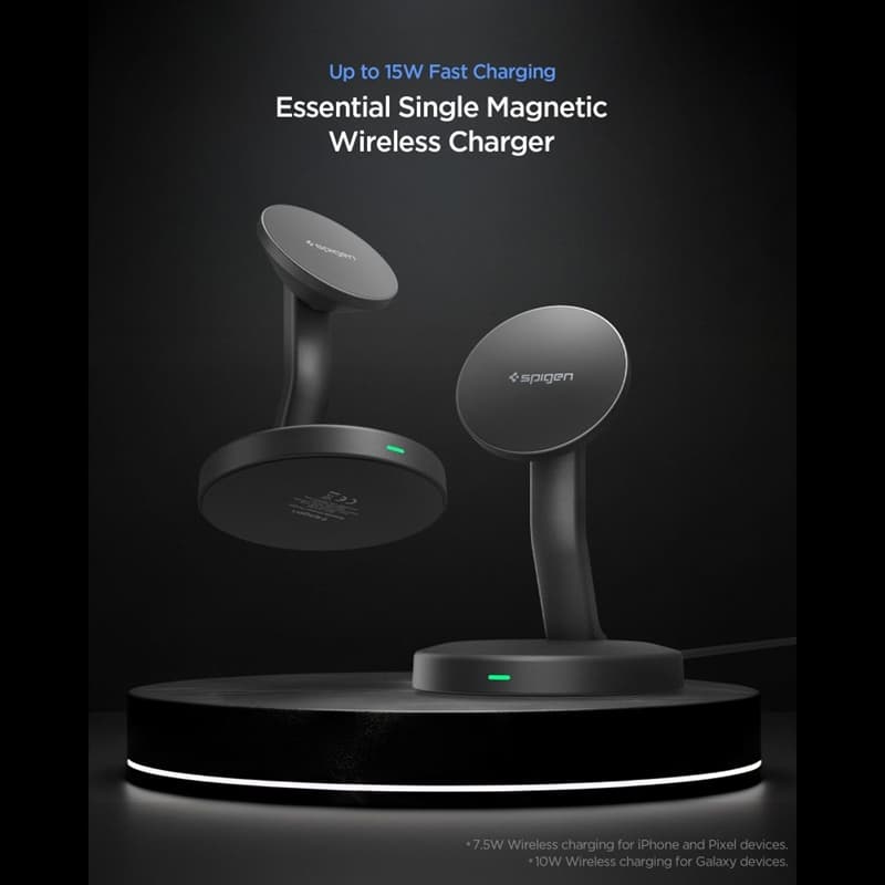 Spigen EF151MS Essential - MagSafe 15W Wireless Charger (Black) 3
