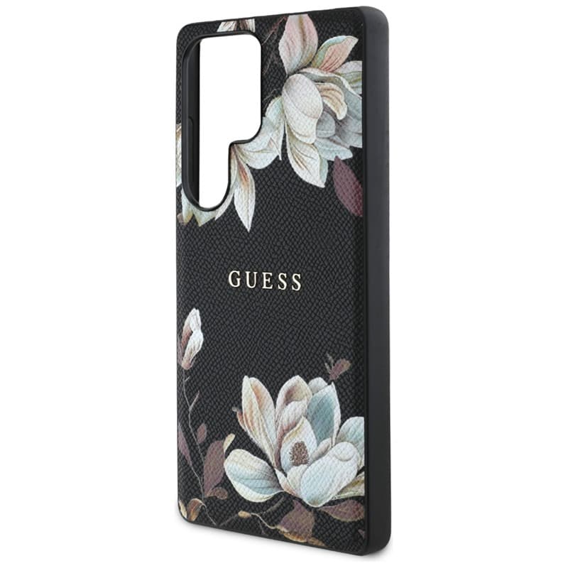 Guess Grained Printed Flower Pattern MagSafe - Case for Samsung Galaxy S25 Ultra (black) 6