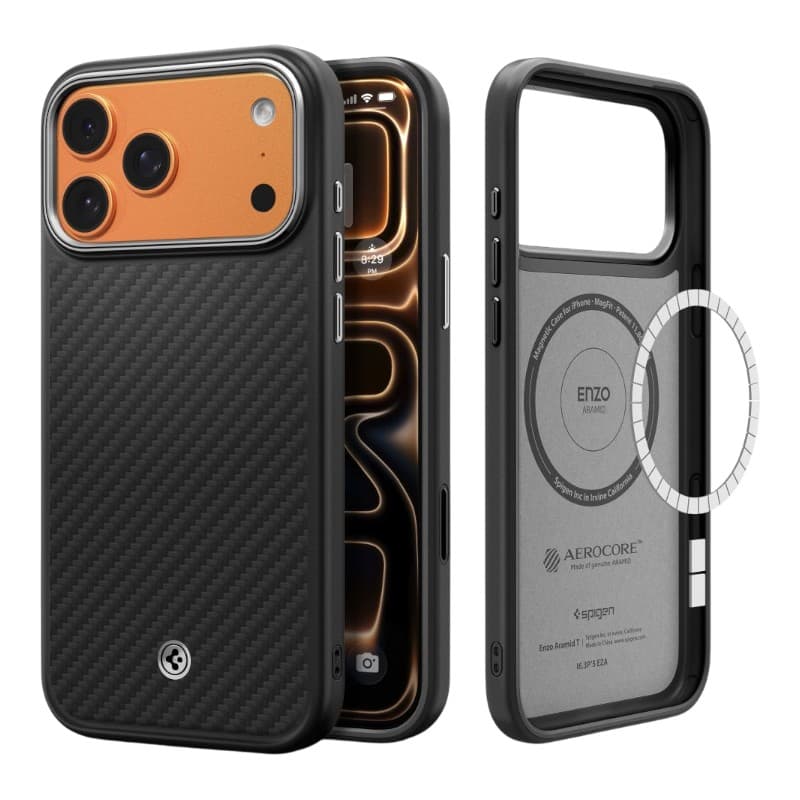 Spigen Enzo Aramid T Mag MagSafe - Case for iPhone 17 Pro Max (Black/Silver)