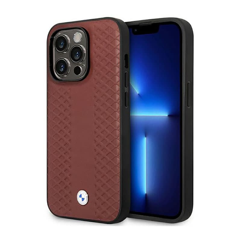 BMW Leather Diamond Pattern MagSafe - Case for iPhone 14 Pro (Burgundian) 1