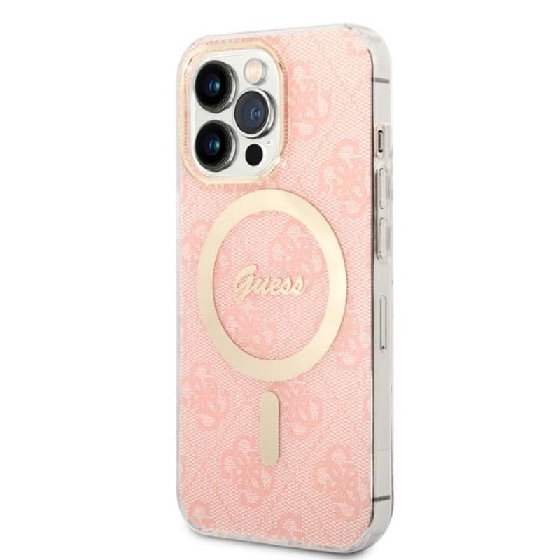 Guess Bundle Pack MagSafe 4G - Set of case for iPhone 13 Pro Max + MagSafe charger (Pink/Gold) 3