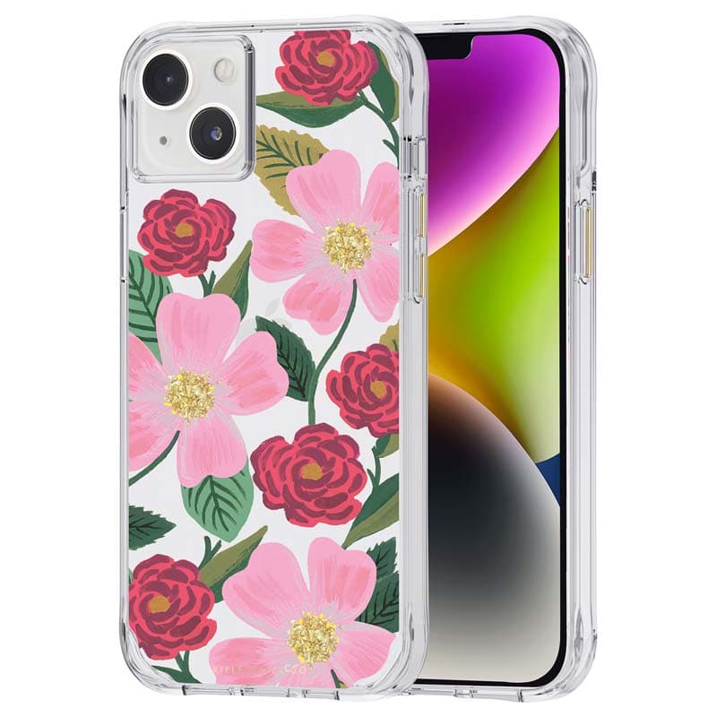 Rifle Paper Clear - Case decorated in gold for iPhone 14 Plus (Rose Garden) 5