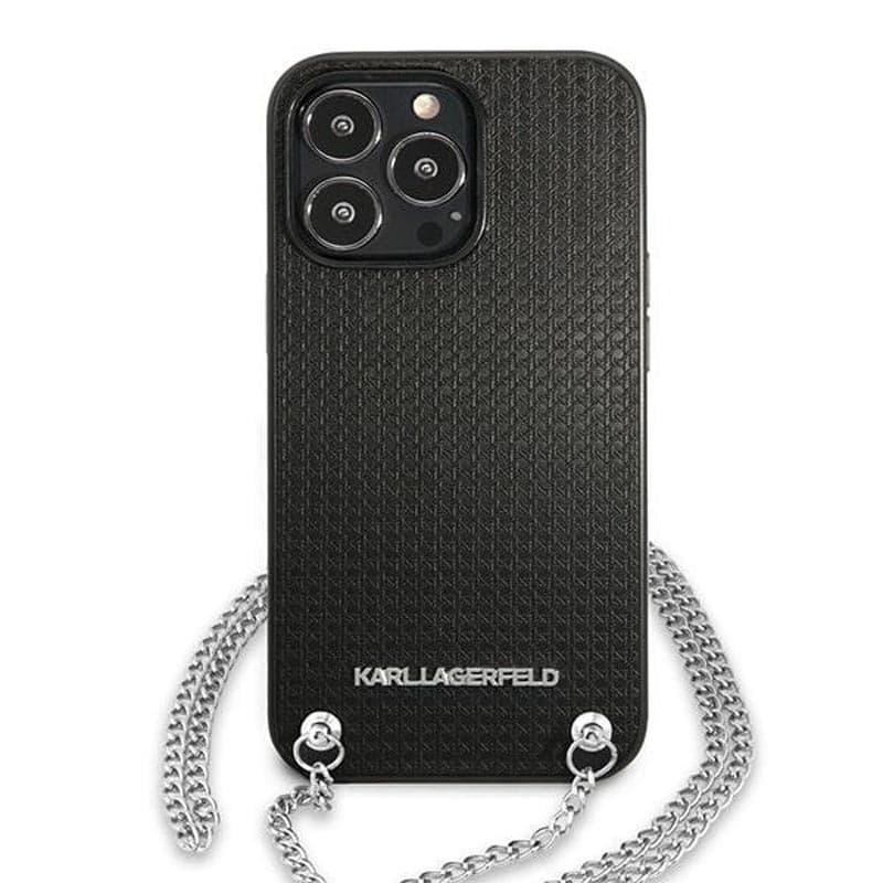 Karl Lagerfeld Leather Textured and Chain - Case for iPhone 13 Pro (Black) 3