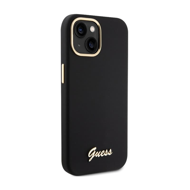 Guess Silicone Script Metal Logo & Frame - iPhone 15 Case (black) 4