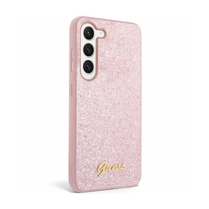 Guess Glitter Flakes Metal Logo Case - Case for Samsung Galaxy S24+ (pink) 3